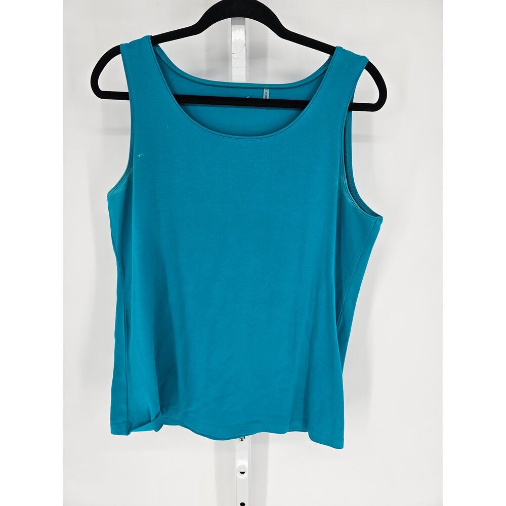 Caslon Women's Blue Lightweight Single Jersey Scoop-Neck Tank Top Size 1X